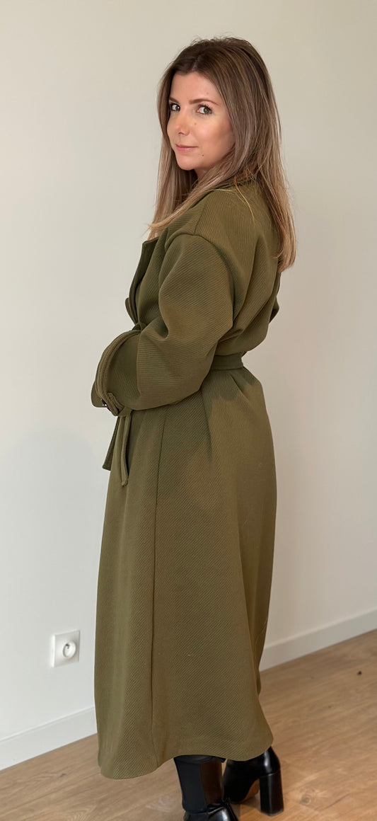 Manteau Léa Kaki avec ceinture